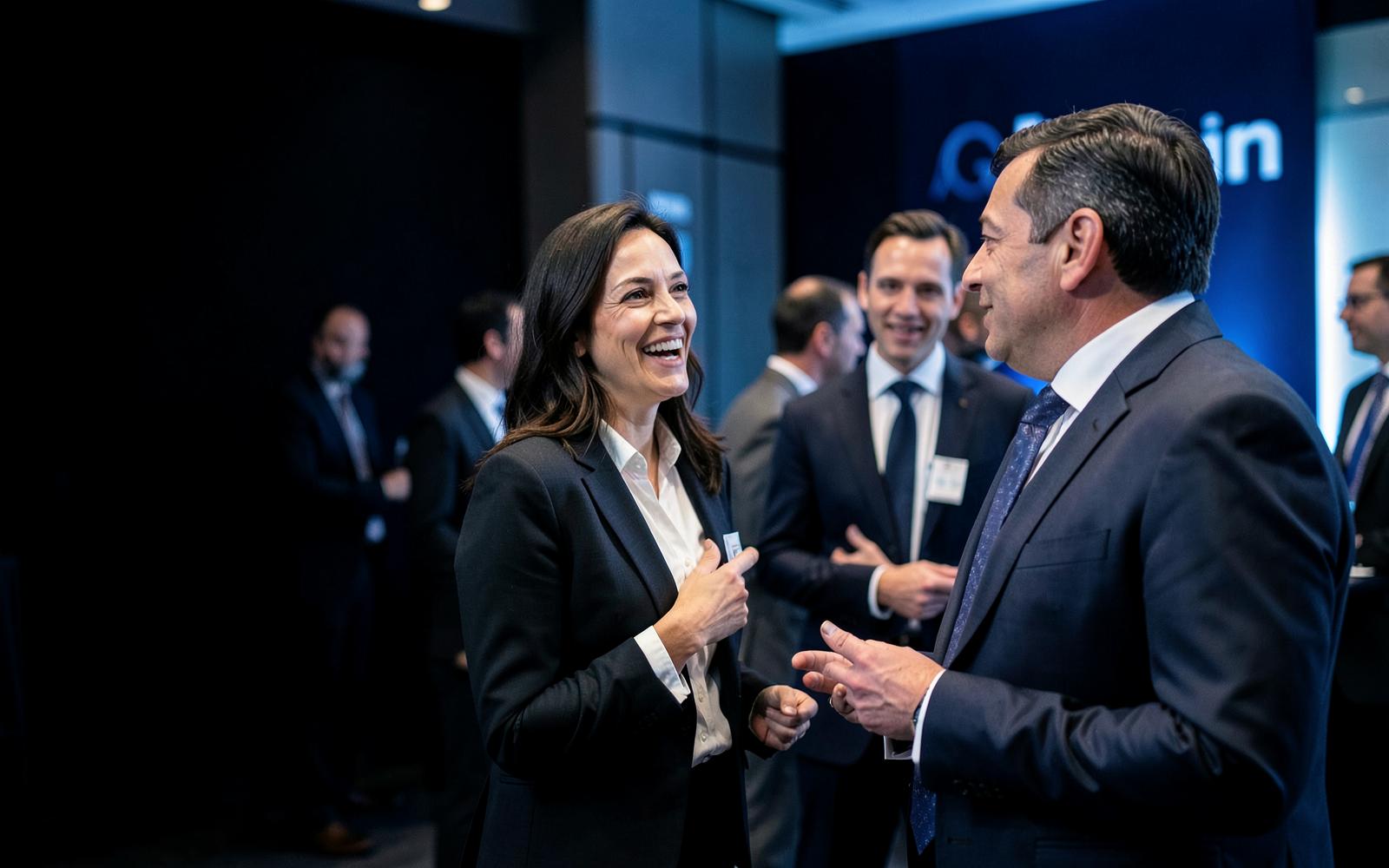 International executives networking at a conference